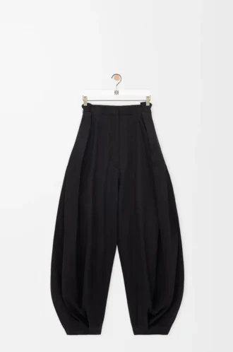 Pantaloni drappeggiati in cotone e seta Nero