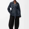 Pantaloni drappeggiati in cotone e seta Nero