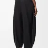 Pantaloni drappeggiati in cotone e seta Nero
