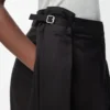 Pantaloni drappeggiati in cotone e seta Nero