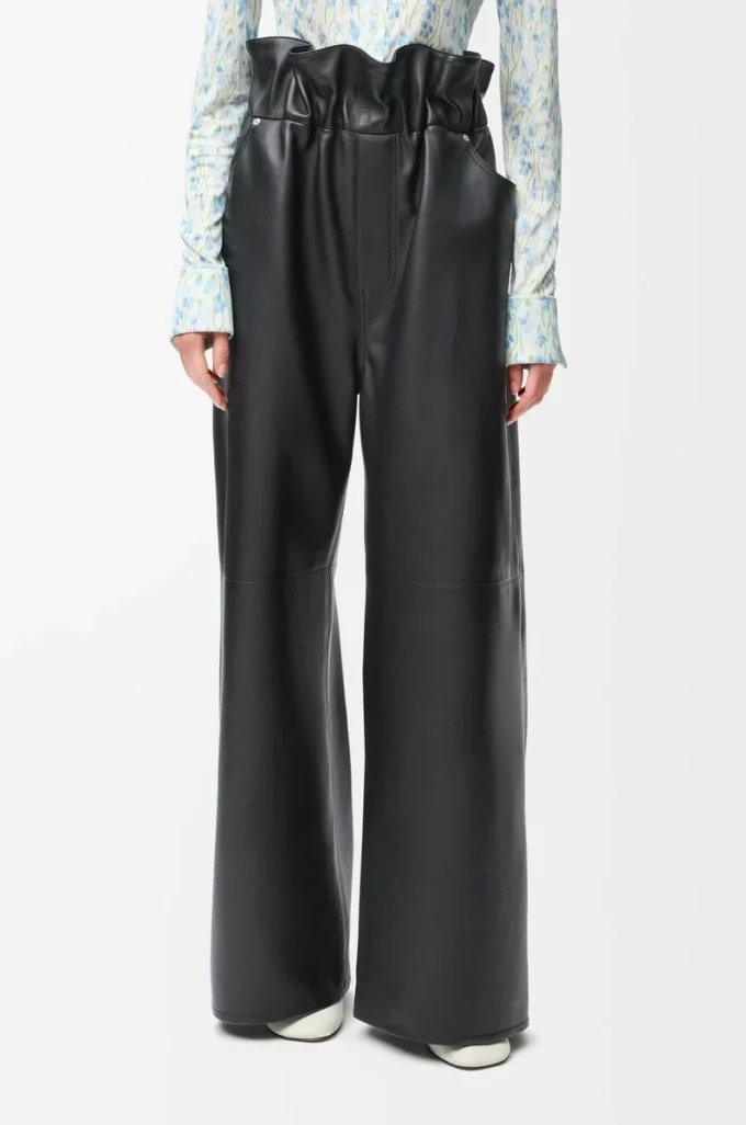 Pantaloni flamenco in nappa di agnello Nero