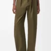 Pantaloni in cotone e seta verde kaki
