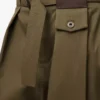 Pantaloni in cotone e seta verde kaki
