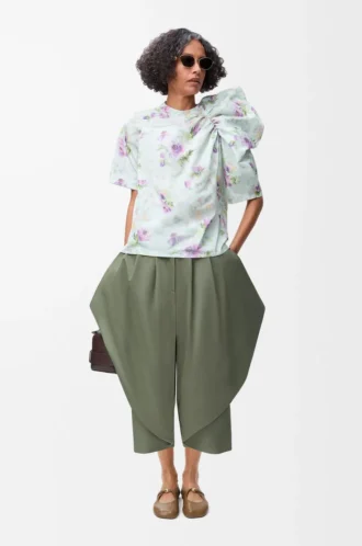 Pantaloni in cotone verde kaki