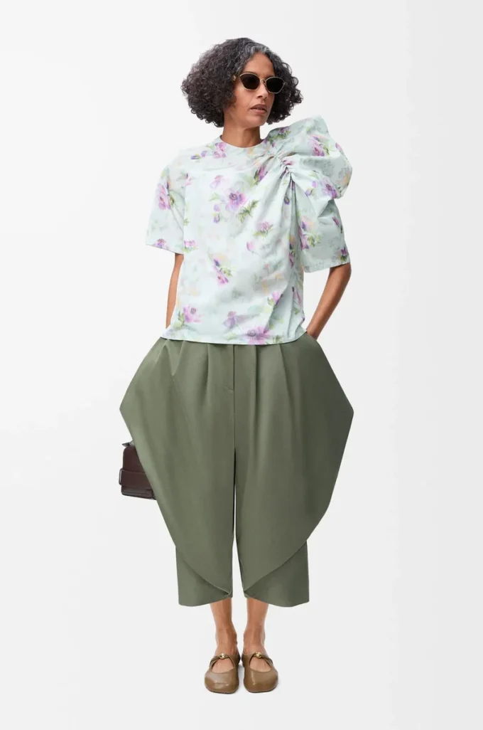 Pantaloni in cotone verde kaki