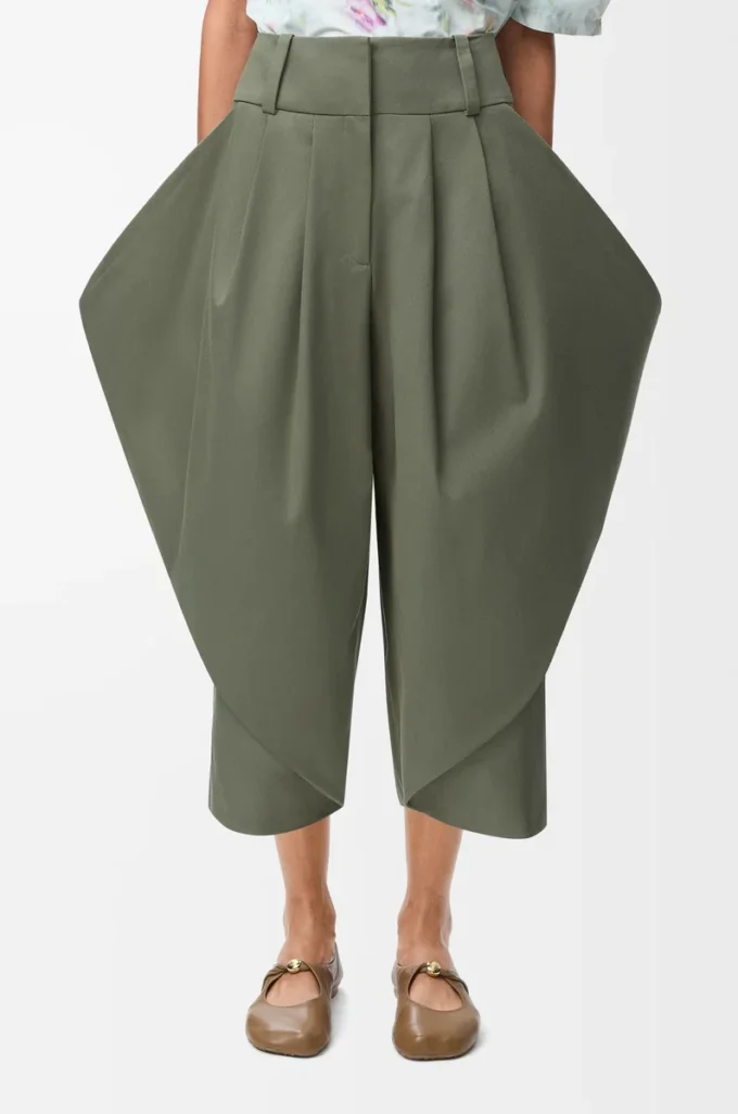 Pantaloni in cotone verde kaki