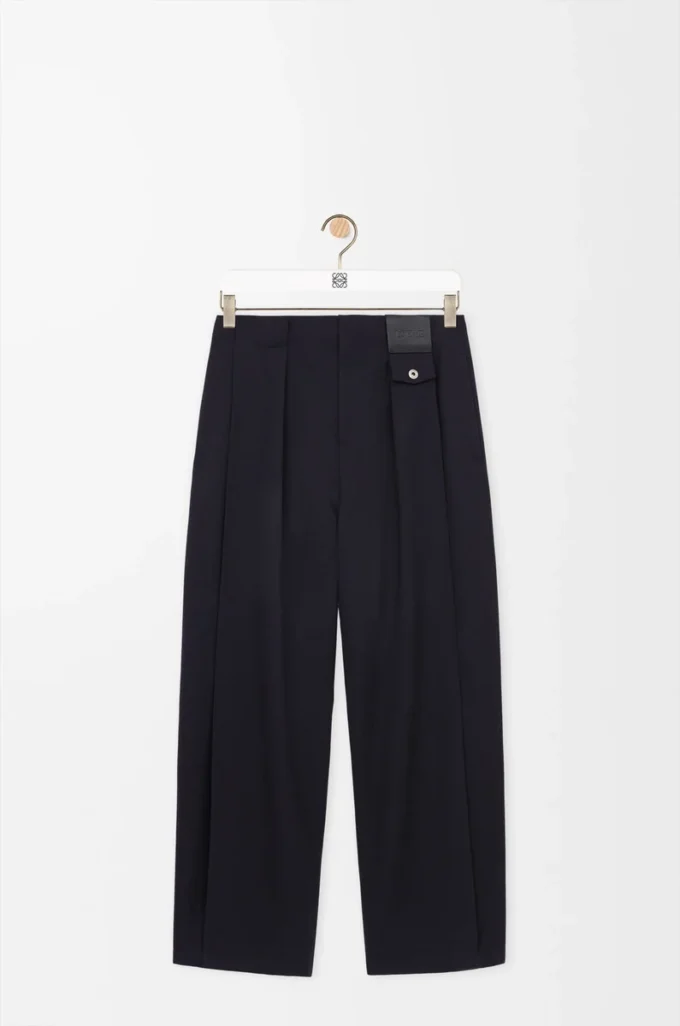 Pantaloni in lana Blu navy scuro