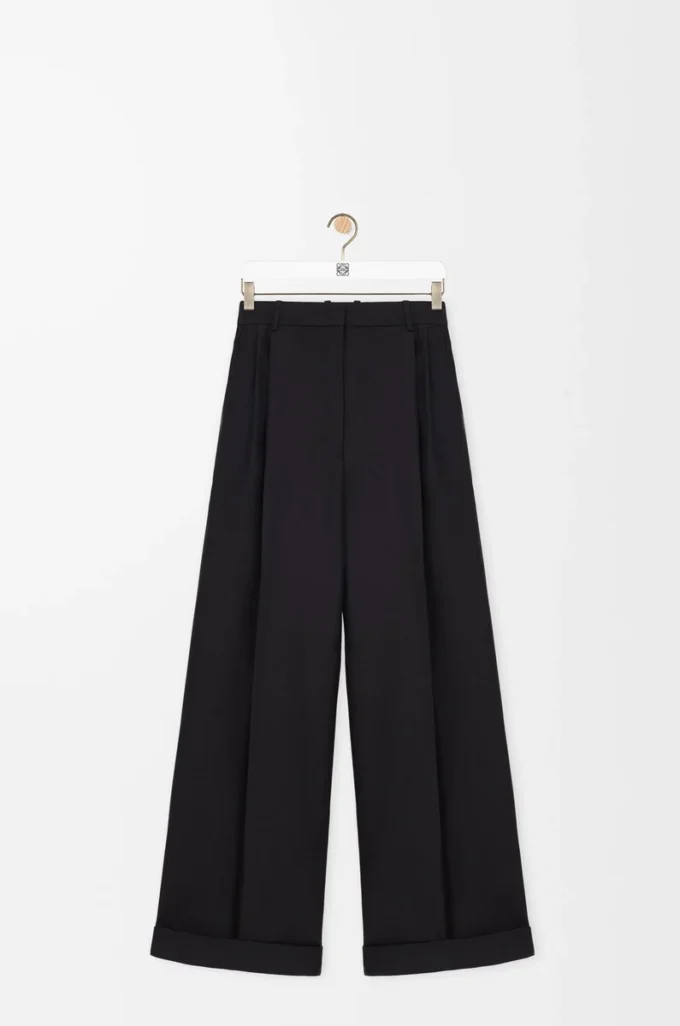 Pantaloni in lana e seta Nero