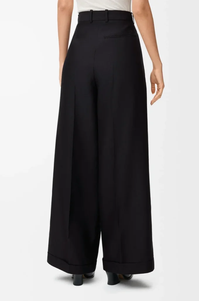 Pantaloni in lana e seta Nero