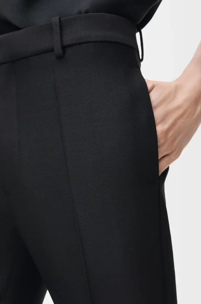 Pantaloni in lana e seta Nero