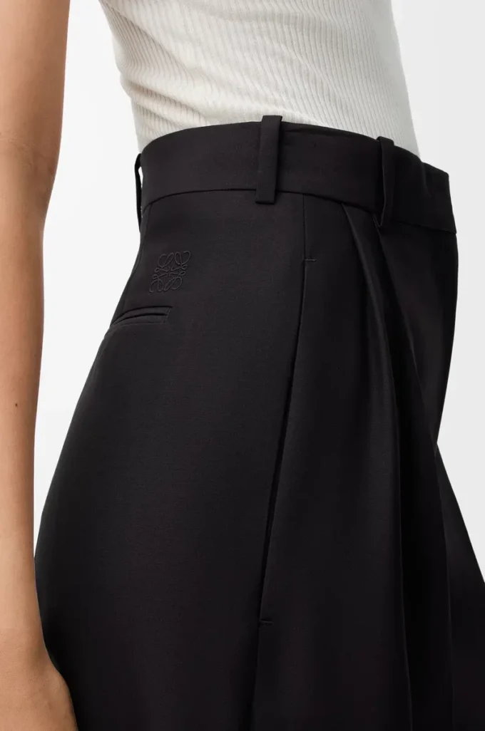 Pantaloni in lana e seta Nero