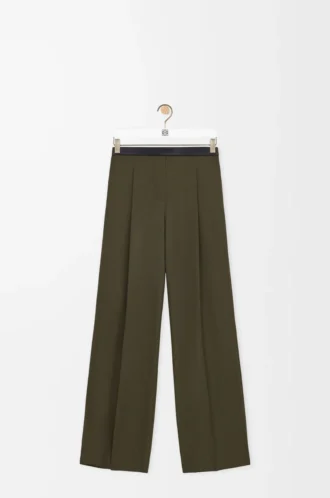 Pantaloni in lana verde kaki Pantaloni in lana verde kaki