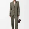 Pantaloni in lana verde kaki Pantaloni in lana verde kaki