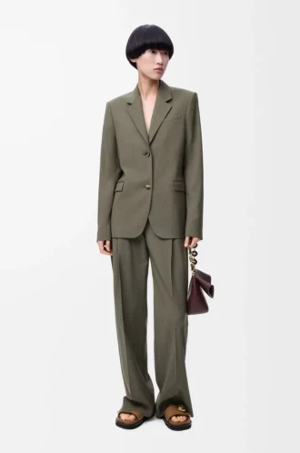 Pantaloni in lana verde kaki Pantaloni in lana verde kaki