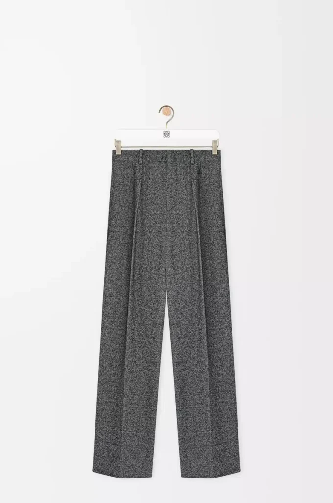 Pantaloni in misto lana grigio melange