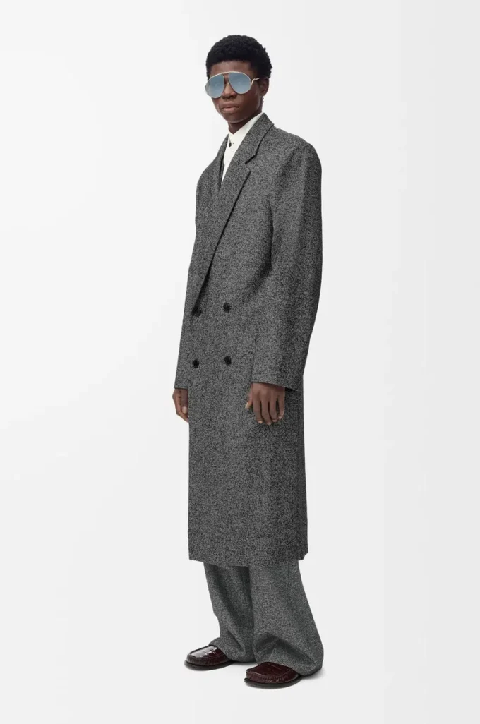 Pantaloni in misto lana grigio melange