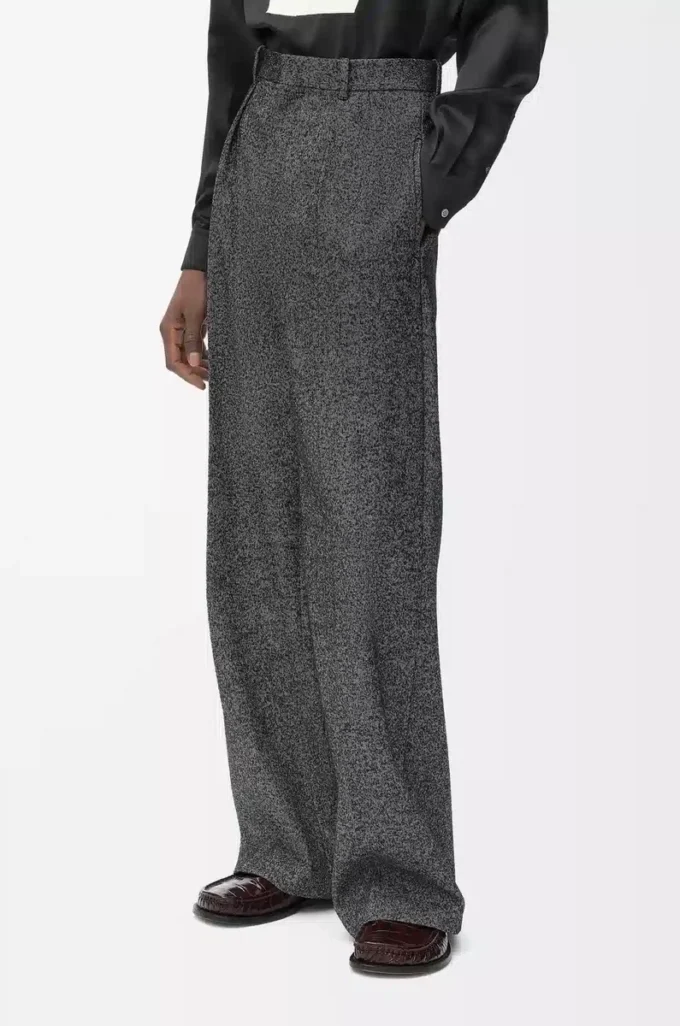 Pantaloni in misto lana grigio melange