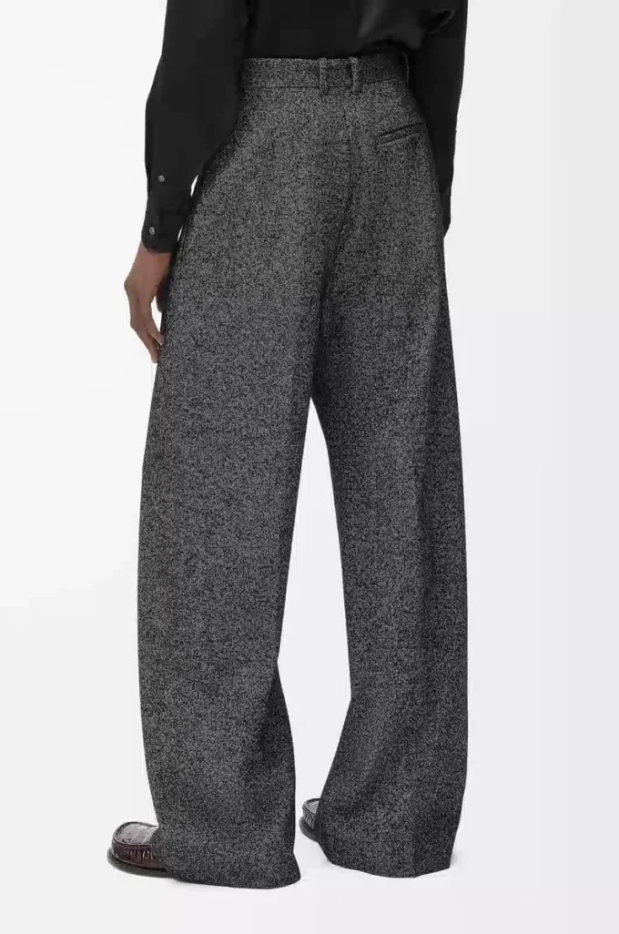Pantaloni in misto lana grigio melange