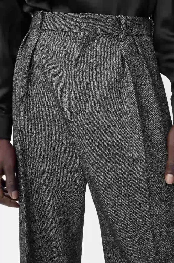 Pantaloni in misto lana grigio melange