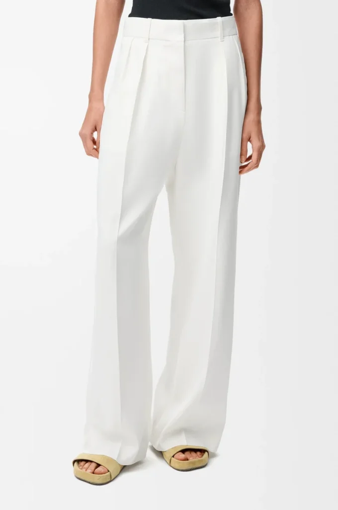 Pantaloni in misto viscosa elasticizzata Bianco