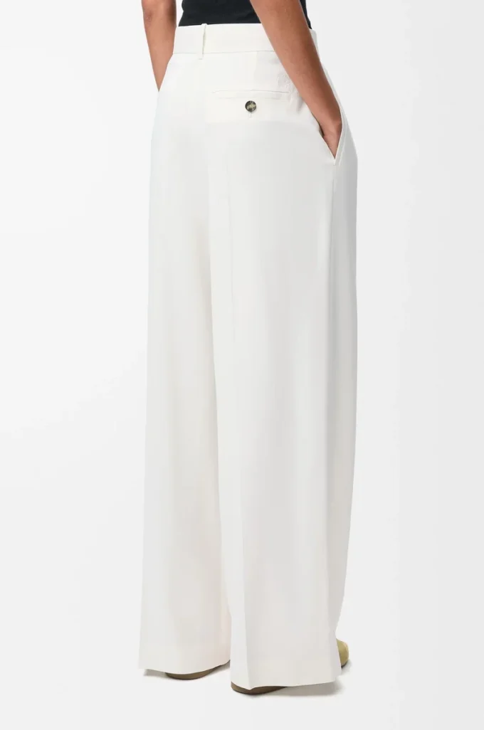 Pantaloni in misto viscosa elasticizzata Bianco