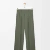 Pantaloni in misto viscosa verde kaki