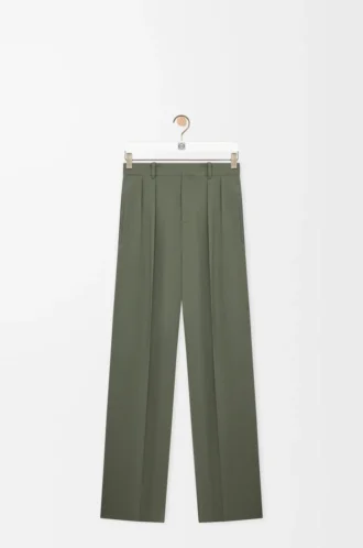 Pantaloni in misto viscosa verde kaki Pantaloni in misto viscosa verde kaki