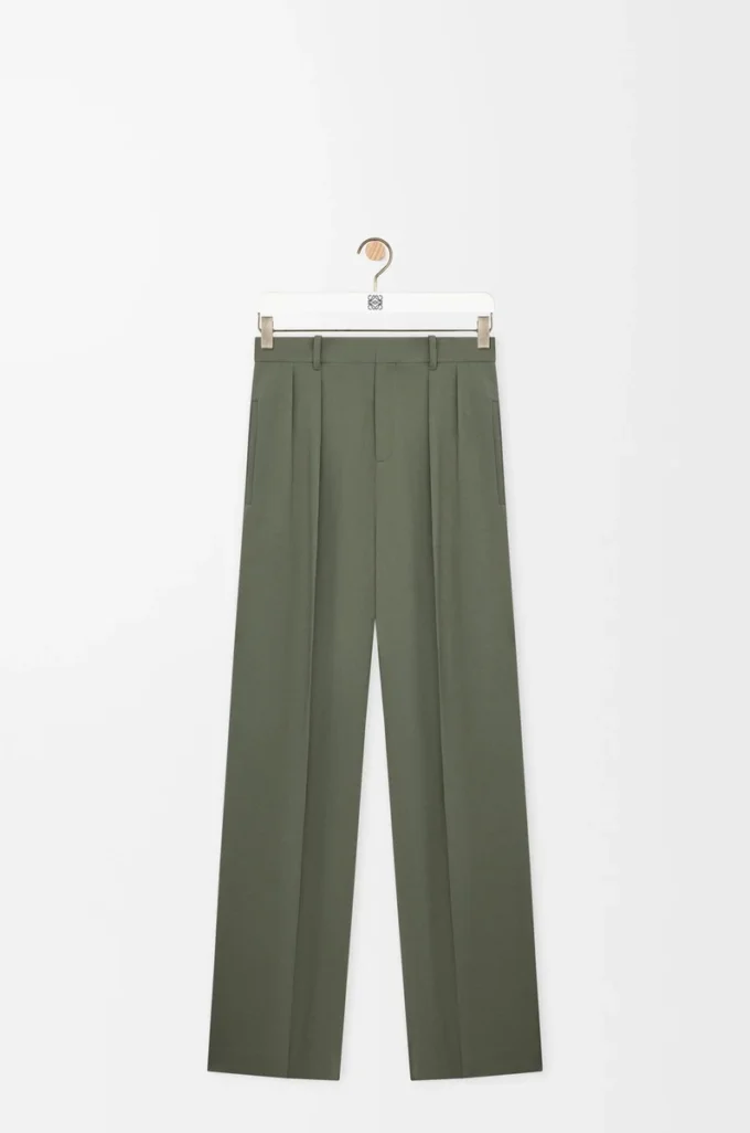 Pantaloni in misto viscosa verde kaki