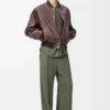 Pantaloni in misto viscosa verde kaki