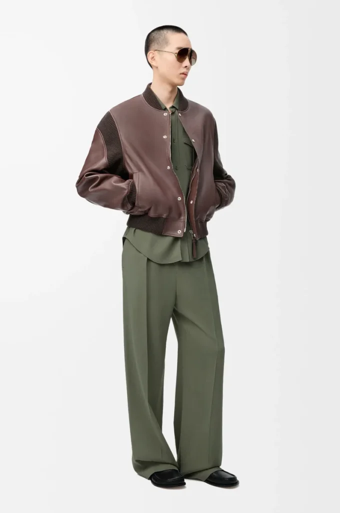 Pantaloni in misto viscosa verde kaki
