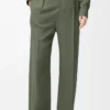Pantaloni in misto viscosa verde kaki