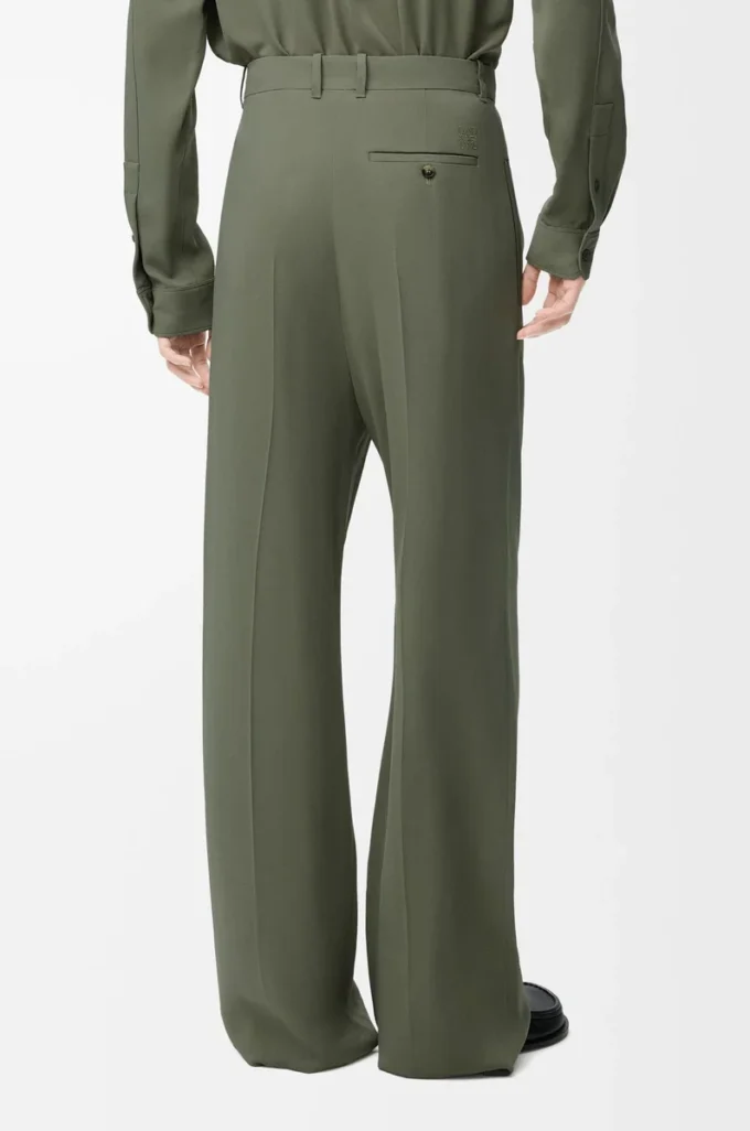 Pantaloni in misto viscosa verde kaki