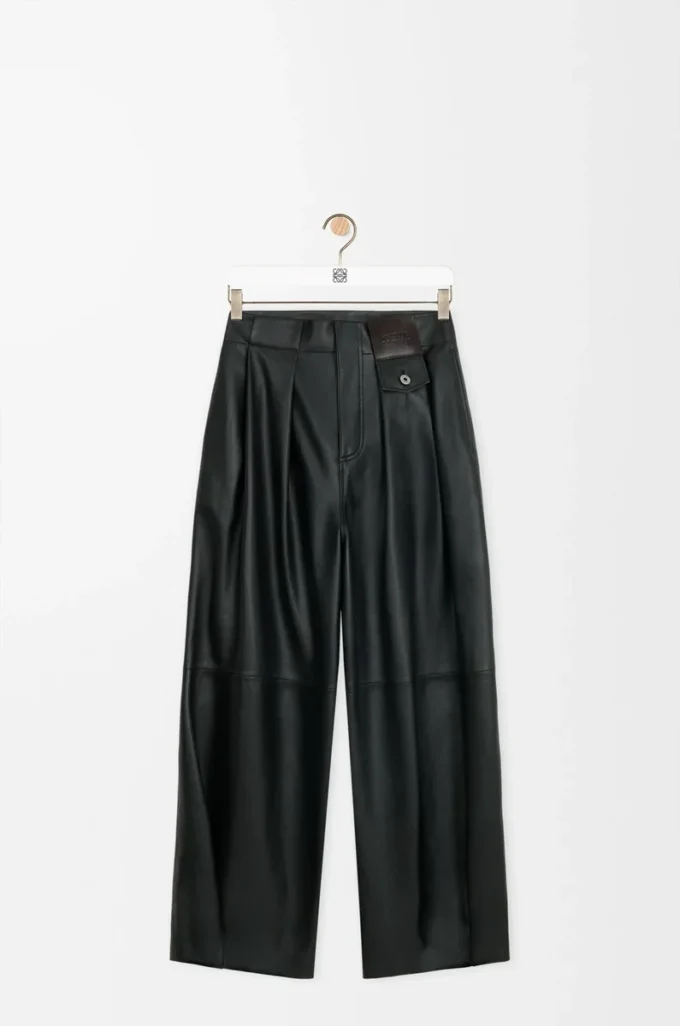 Pantaloni in nappa di agnello nero