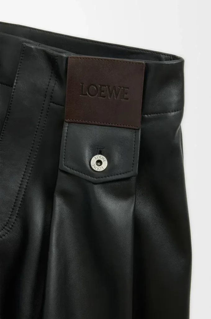 Pantaloni in nappa di agnello nero