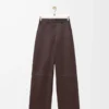 Pantaloni in pelle di agnello nappa marrone cioccolato