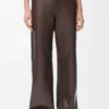 Pantaloni in pelle di agnello nappa marrone cioccolato