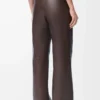 Pantaloni in pelle di agnello nappa marrone cioccolato