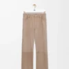Pantaloni in pelle scamosciata di capra Beige scuro