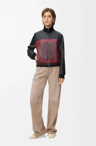 Pantaloni in pelle scamosciata di capra Beige scuro