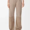Pantaloni in pelle scamosciata di capra Beige scuro