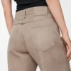Pantaloni in pelle scamosciata di capra Beige scuro