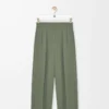 Pantaloni in viscosa elasticizzata verde kaki chiaro