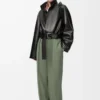 Pantaloni in viscosa elasticizzata verde kaki chiaro