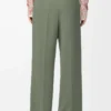 Pantaloni in viscosa elasticizzata verde kaki chiaro