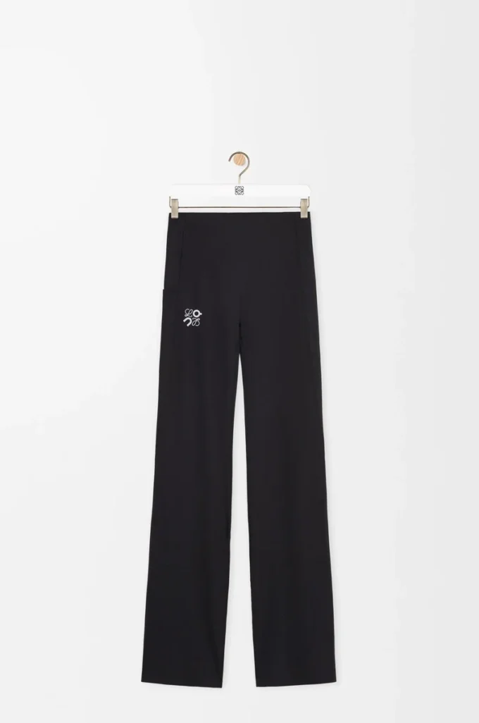 Pantaloni morbidi a zampa in jersey tecnico nero