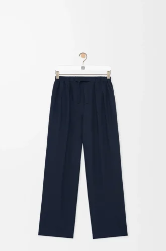 Pantaloni pigiama in seta blu navy