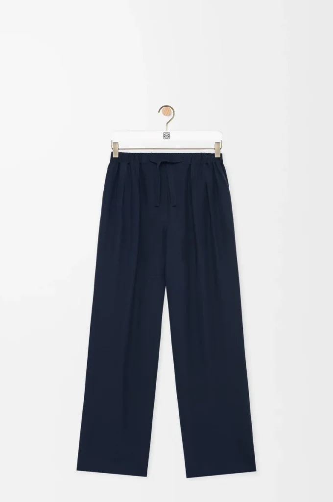 Pantaloni pigiama in seta blu navy