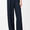 Pantaloni pigiama in seta blu navy