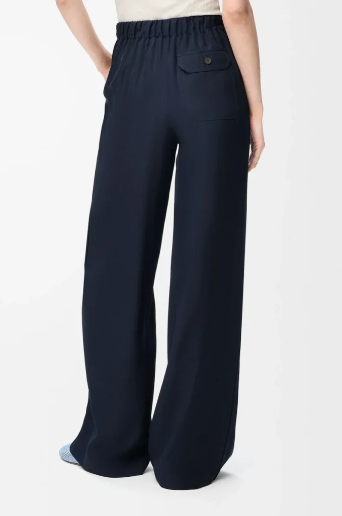 Pantaloni pigiama in seta blu navy
