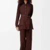 Pantaloni pigiama in seta bordeaux
